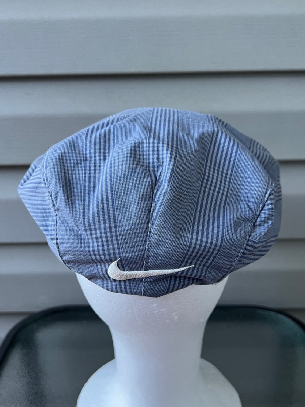Vintage 90s Nike Flat Cap Newsboy Cabbie Golf Hat Swoosh Blue Rare - Picture 3 of 8